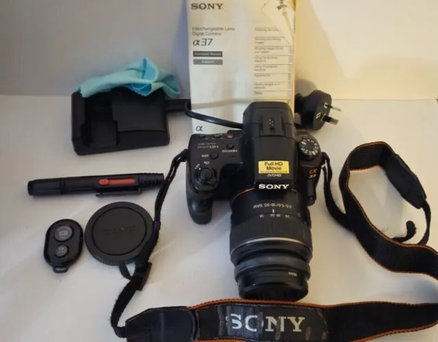 Sony Alpha SLTA37 16.1MP Digital SLR Camera w/Sony 18-55 SAM SAL1855 & Carry Bag