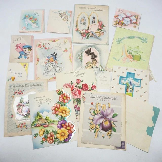 VINTAGE LOT OF Greeting Cards Used from 1940's 1950's Wedding