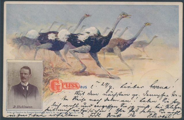 DOA Krone EF Litho-AK Gruss aus..1900 Tanga nach Muhesa retour Attest (S21589)