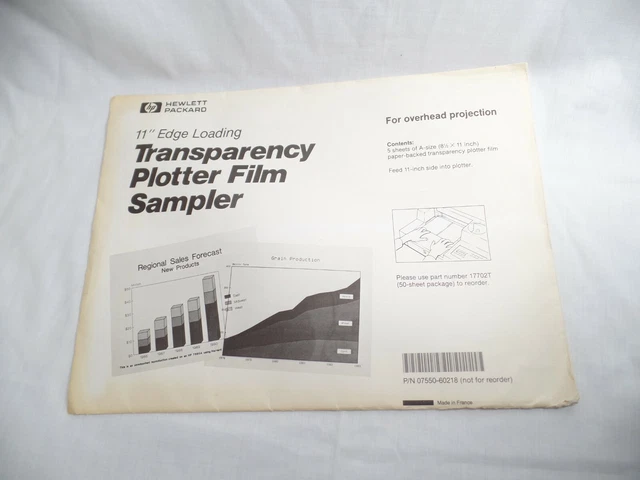 HP Transparency Plotter Film Sampler Overhead Projection 11" Edge Loading  17702