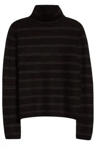 Vince Sweater Black Turtleneck Stripes Cashmere Sz XXS NEW NWT N146