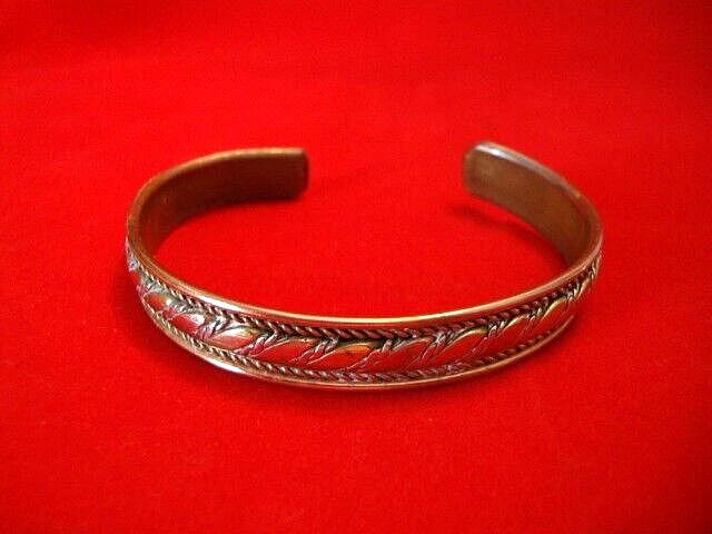 BRACELET-Handmade Solid Brass, Copper & Nickel Cuff Style Bracelet, 7" to 8" Adj