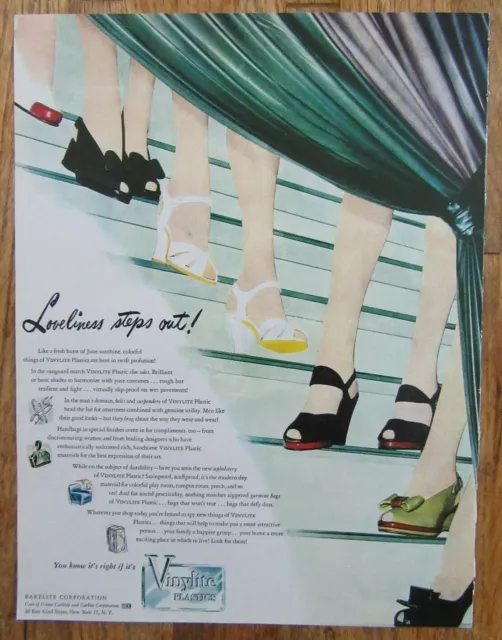 1946 VINYLITE PLASTICS Womens Colorful Shoe Soles Bakelite Magazine Print Ad