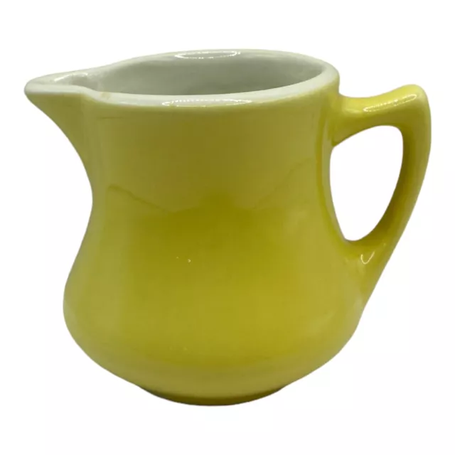Vintage Hall Pottery Yellow Cream Pitcher USA Personal Syrup Creamer 3”