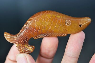 Exquisite Chinese Old Jade Hand Carved *Fish* Pendant Z5