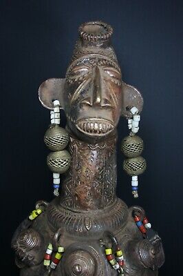 Large 20.5" African Bronze Ancestor Statue - MANGBETU, D.R. Congo TRIBAL ART 2
