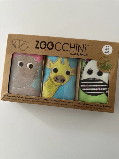Nuovo Zoocchini Set di 3 Pantaloni Allenamento Stampa Animale Bambino Bambino Età 2-3 Anni