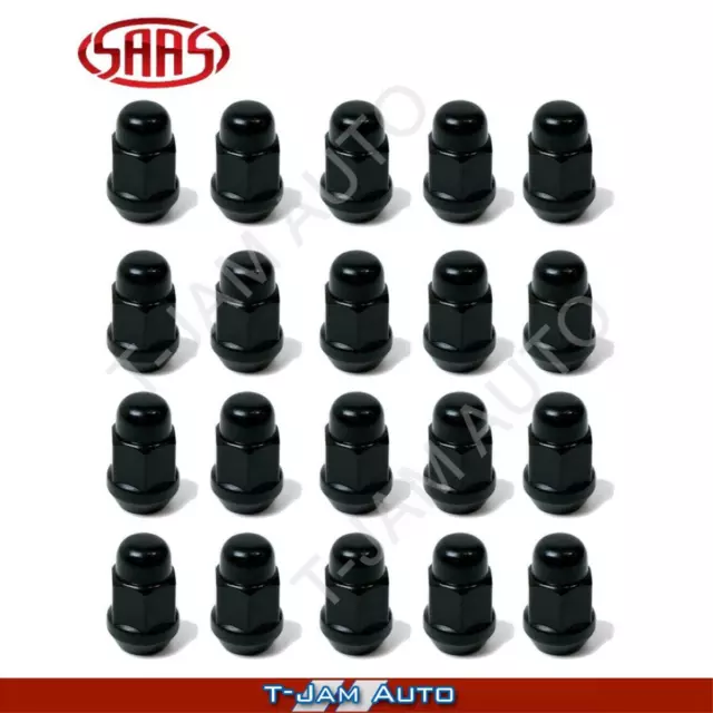 Wheel Lug Nuts Acorn Bulge Nut Black Set of 20 x 12mm x 1.25 Bulk Set