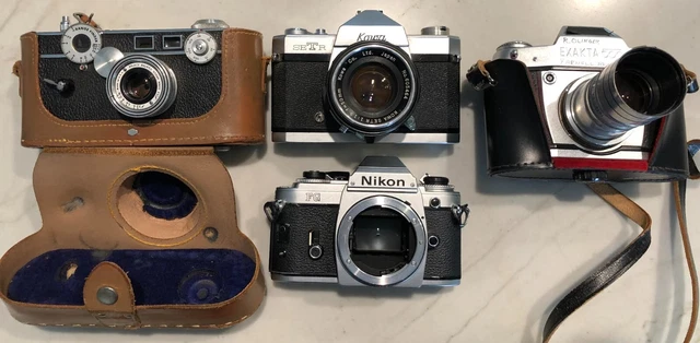 vintage camera collection Nikon , Argus , Kona , Exacta