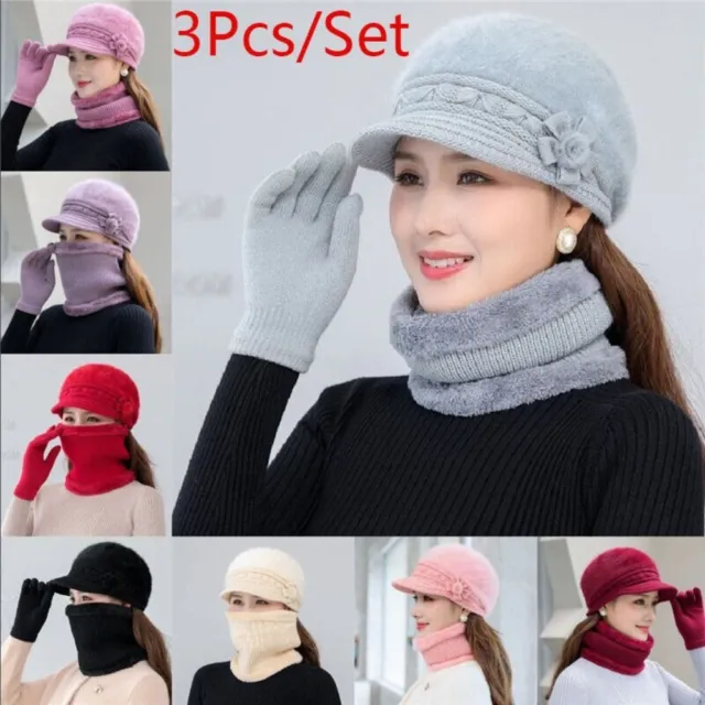 Protezione collo Set di guanti sciarpa Cappello a base di fagioli  Donne