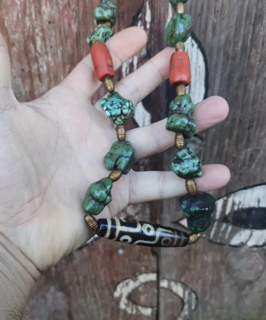 Old Tibetan  Coral  Turquoise And Dzi  Stone Necklaces