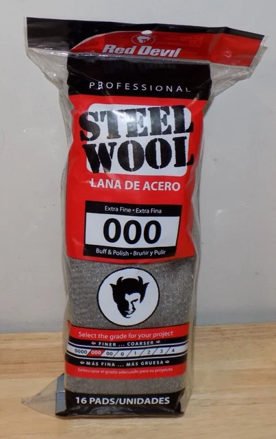 Red Devil Professional Steel Wool Pads, Extra Fine 000 Buff & Polish 16 Pads
