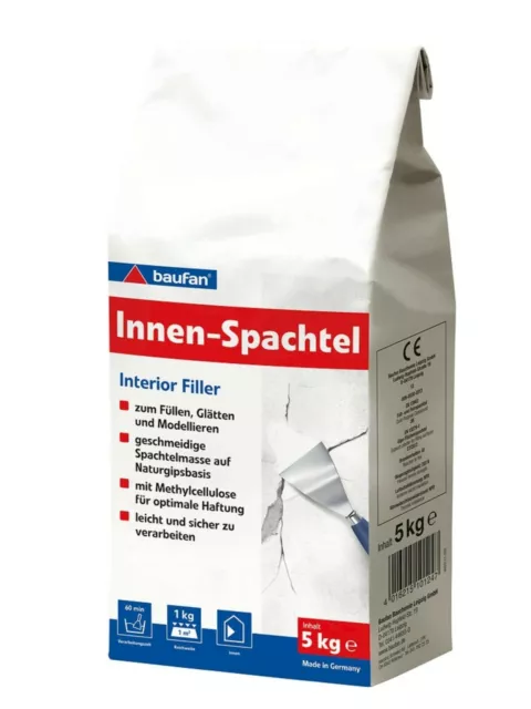 Baufan Innenspachtel 5KG Masilla Para Relleno, Alisar Y Modelado