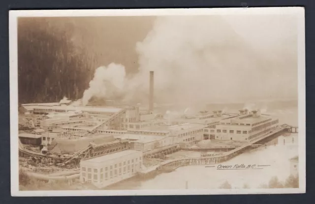 OCEAN FALLS BC 1920s Paper Mill. Real Photo Postcard by Gowen Sutton