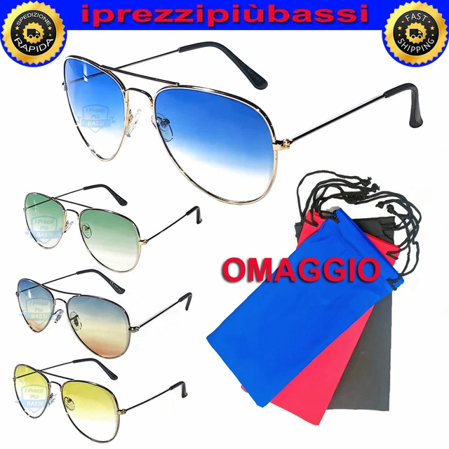 Occhiali Da Sole Lenti A Goccia Colorate A Sfumare Vintage Uomo Donna Uv400