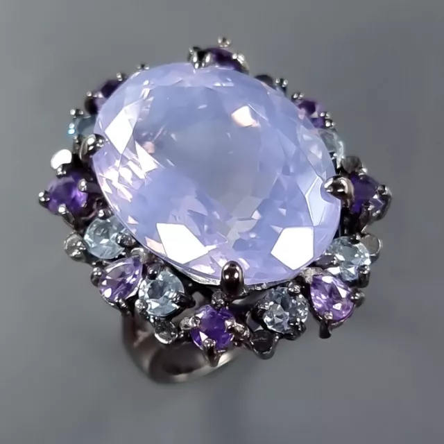 Natural gems 30 ct Lavender Quartz Ring 925 Sterling Silver Size 8.5 /R342615
