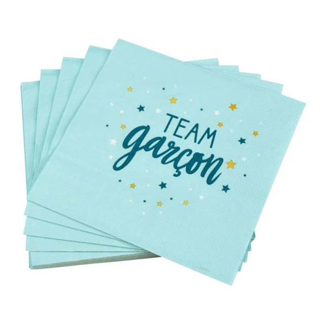 Paris Prix - Lot De 20 Serviettes En Papier "team Garçon" 33x33cm Bleu