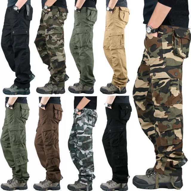 Mens Combat Military Army Camouflage Cargo Camo Trousers Pants Casual Work Pants