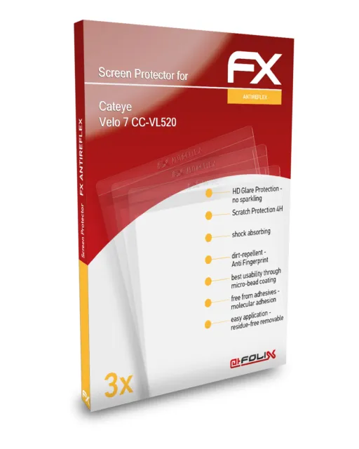 atFoliX 3x Film Protection d'écran pour Cateye Velo 7 CC-VL520 mat&antichoc