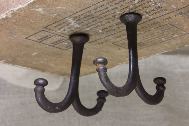 2 Old Coat Hooks Under Shelf Mug Hangers Farmhouse Vintage 1880’s Rustic 2 5/8" 7