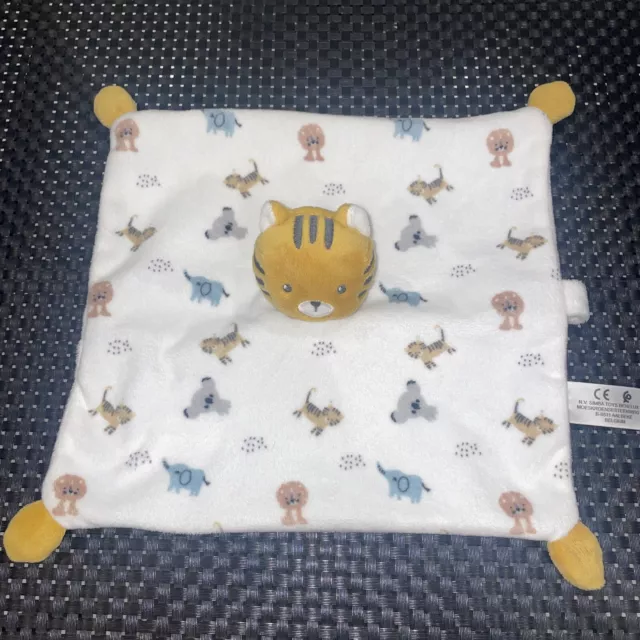 C/A3 Doudou Plat Carré Simba Toys Kiabi Tigre Blanc Orange Éléphant Tétine