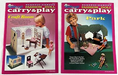 2 libros de lona de plástico de colección para llevar y jugar habitación artesanal y parque para muñecas tamaño Barbie