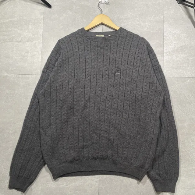 Izod cable knit chunky vintage sweater mens size XXL 2Xl grays 90s preppy