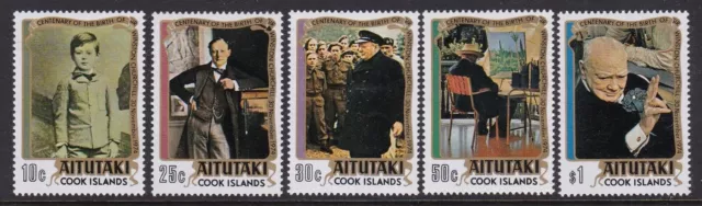 Aitutaki #SG136-SG140 MNH 1974 Winston Churchill Centenary [110-114]