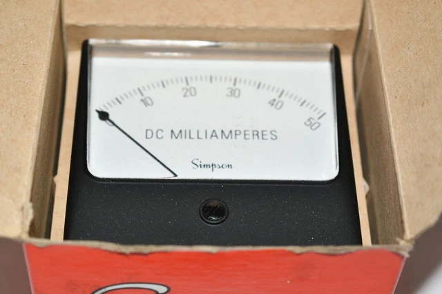 NEW Simpson 06380 Analog Panel Meter, Black Spade Type Pointer, DC Current, 0mA