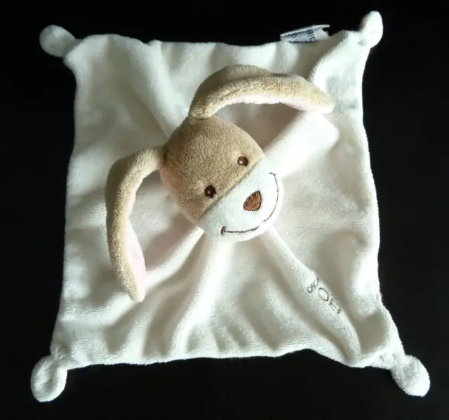 P6. Doudou Plat Carre Obaibi Okaidi Ob Lapin  Rose Beige Blanc - Excellent Etat