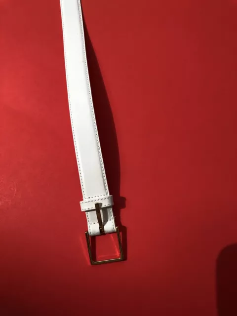 Nordstrom Canterbury Boys White Leather Belt with Gold Buckle Size 20 2