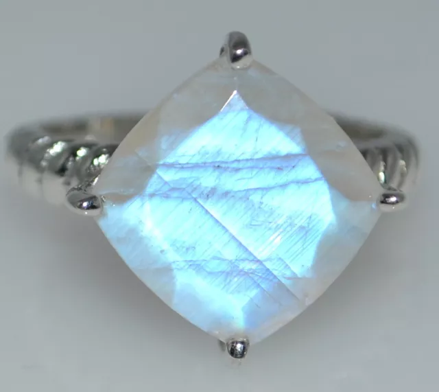Facet Cut Moonstone Rings Solitaire Gem 925 Sterling Silver Sizes 5½ L to Z 12½ 2