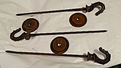 Eastlake Antique Victorian hardware Ceiling lamp plant long iron hook & canopy 5