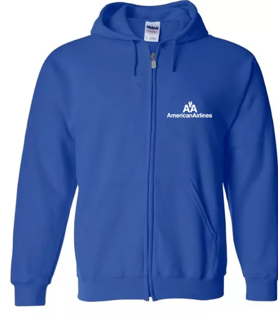 American Airlines Retro Logo Fly Travel Pilot Hoodie Full Zip Hooded Sweatshirt