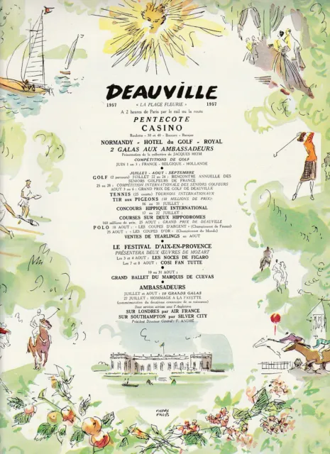 Publicité de presse Deauville "La Plage Fleurie" Pierre Pagès  french ad 1957