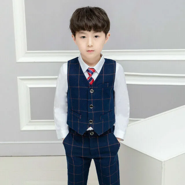 2-14 Years Boys Suits Wedding Party Prom Formal Suits Blue 2