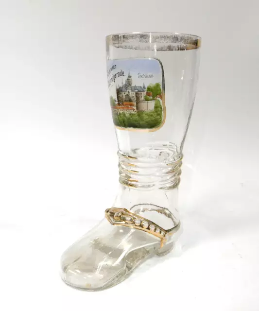 Glas Stiefel Andenkenglas ca. 1900 Schloss Wernigerode B-658