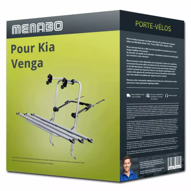 Porte-vélo Menabo Logic 3 pour Kia Venga 02.2010-àcejour 3 vélos TOP