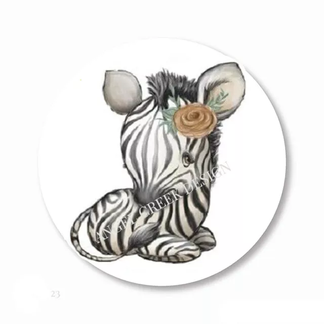 Cute Floral Zebra Baby Shower Scrapbook Stickers Favors Labels Envelope Seals