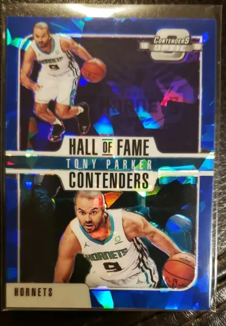 2018 Panini Contenders Optic Hall of Fame Prizms Blue Cracked Ice Tony Parker #2