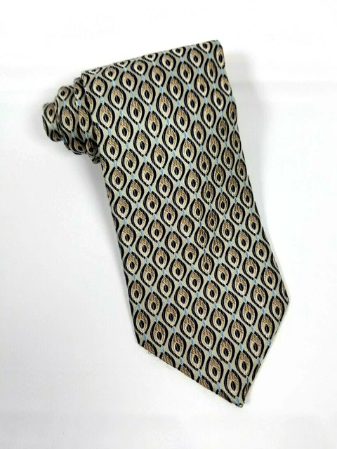 Piattelli Platinum Necktie Silk Tie Geometric Gray Black Blue 58"x4"