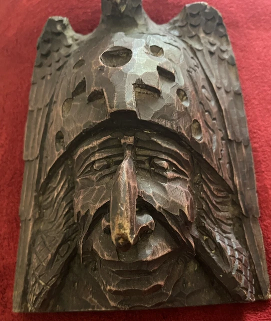 Vintage Indigenous  Carved Wood Face From Antique Shop Years Ago.