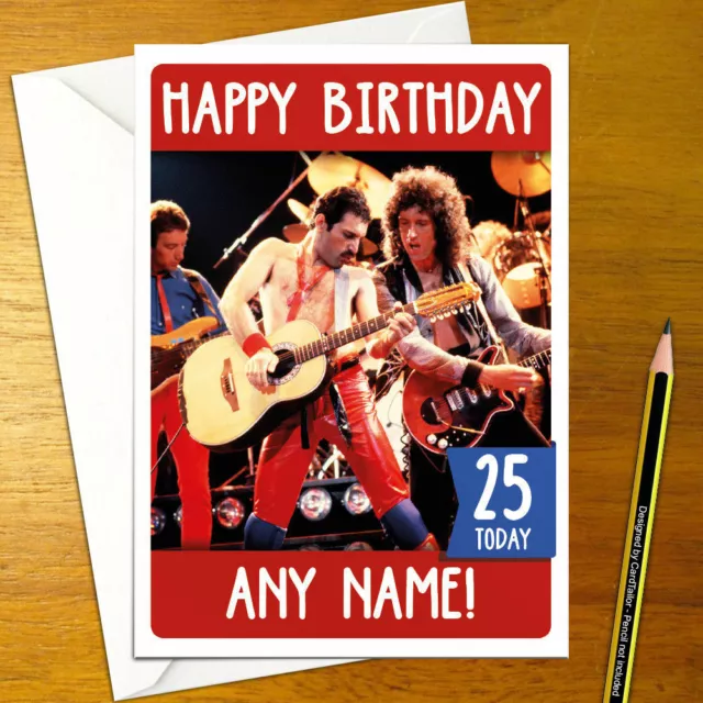 QUEEN Personalised Birthday Card - A5 british rock and roll band freddie mercury