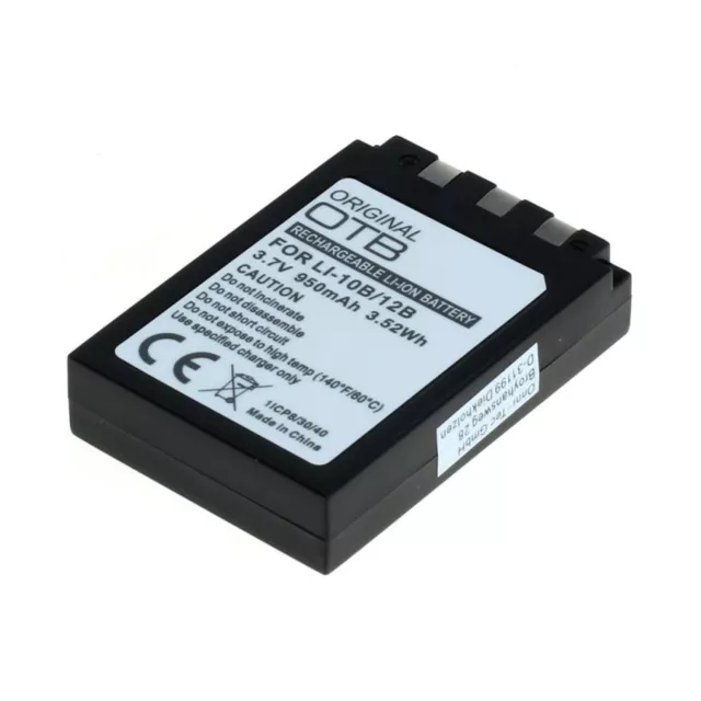 Akku für OLYMPUS Li-10B, LI-12B / SANYO DB-L10, DB-L10A (950mAh/3,52Wh)