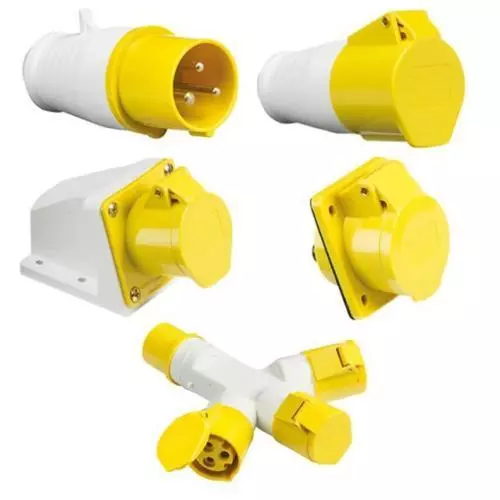 110V 16A 3Pin Yellow Industrial Plug & Sockets IP44 Weatherproof Male/Female