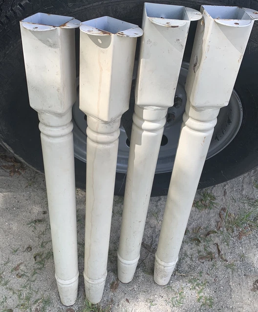 Set Of 4 Vintage  Architectural Salvage Metal Iron Farm Table Legs Turned 29.25”