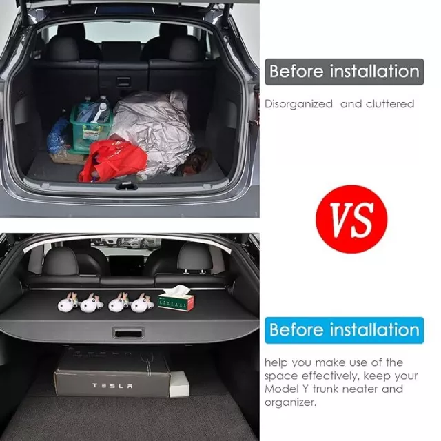 For Tesla Model Y Retractable Cargo Cover Trunk Luggage Shade Blinder Accessorie 2