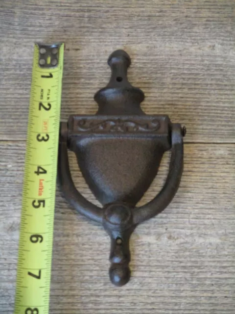 Large Cast Iron Antique Style Rustic Door Knocker Brown Finish Classic Front 2