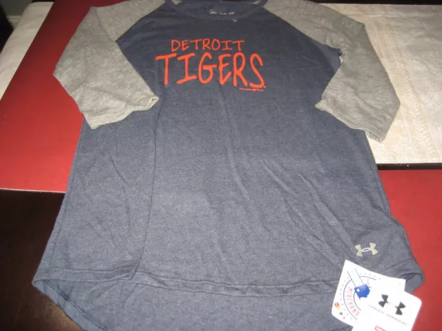 Youth Boys/Girls Under Armour Mlb Detroit Tigers Raglan Shirt Ylg Large Nwt