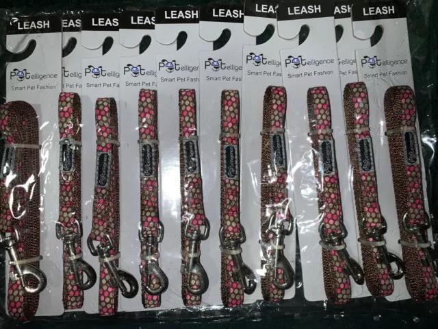 Wholesale Lot Of 10 Dog /Cat Leashes,  Size Toy 0R Extra Small,  Pink Dots